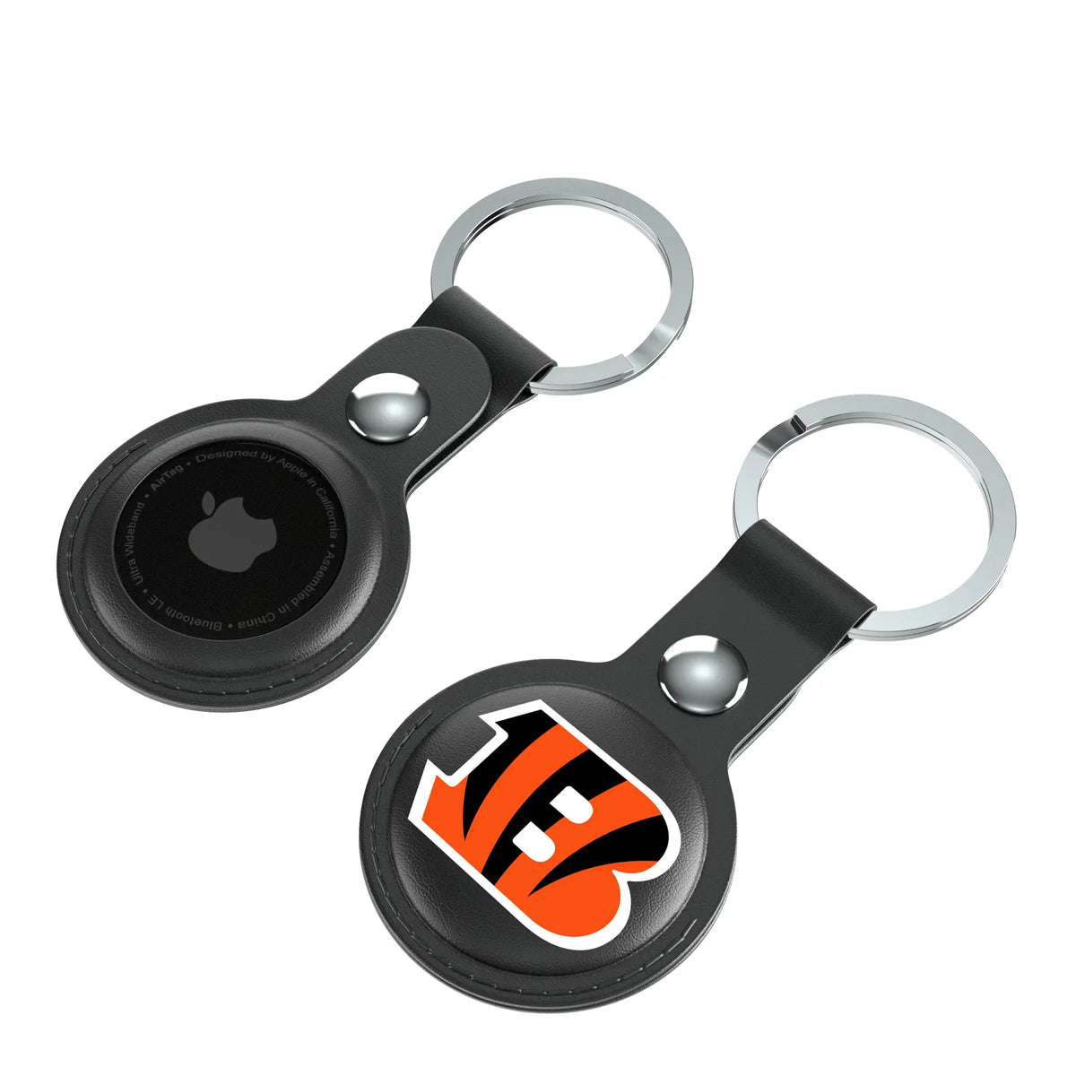 Cincinnati Bengals Insignia AirTag Black Airtag Holder 2-Pack - Isometric View
