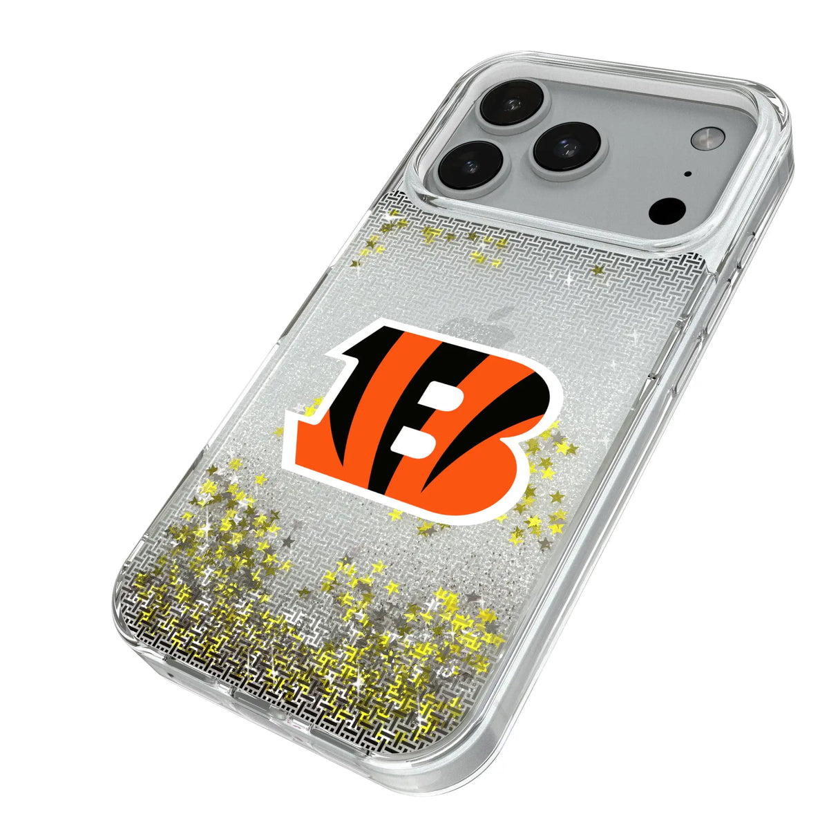 Cincinnati Bengals Linen iPhone Glitter Phone Case for Apple iPhone - Isometric View#Device_iPhone 18 Pro