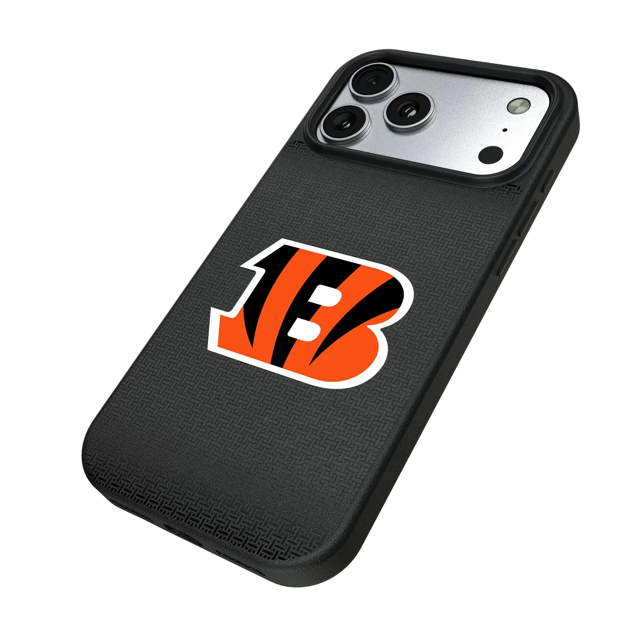 Cincinnati Bengals Linen iPhone MagSafe Compatible Phone Case for Apple iPhone - Isometric View#Device_iPhone 17 Pro Max