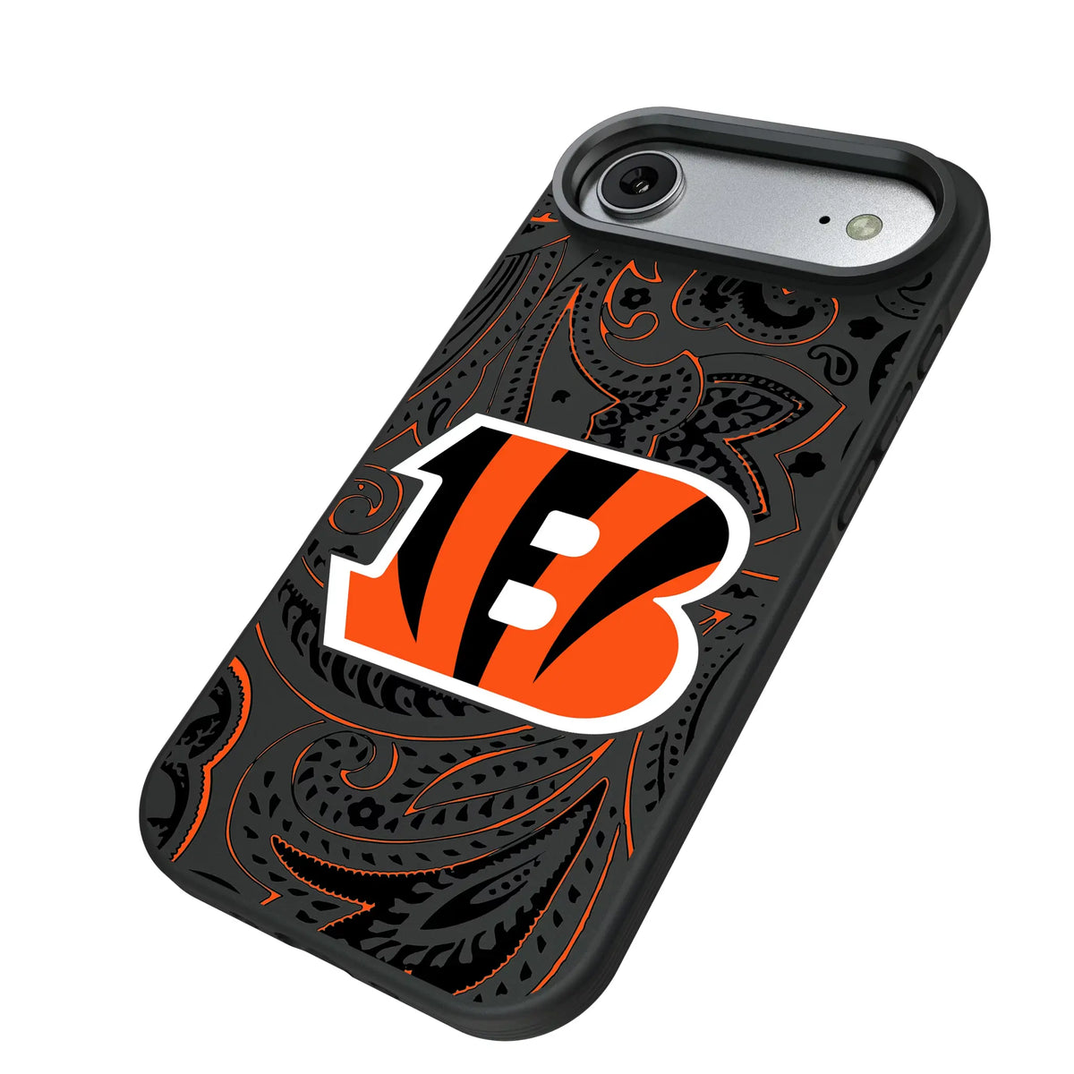 Cincinnati Bengals Paisley iPhone Bump Phone Case for Apple iPhone - Isometric View#Device_iPhone Air