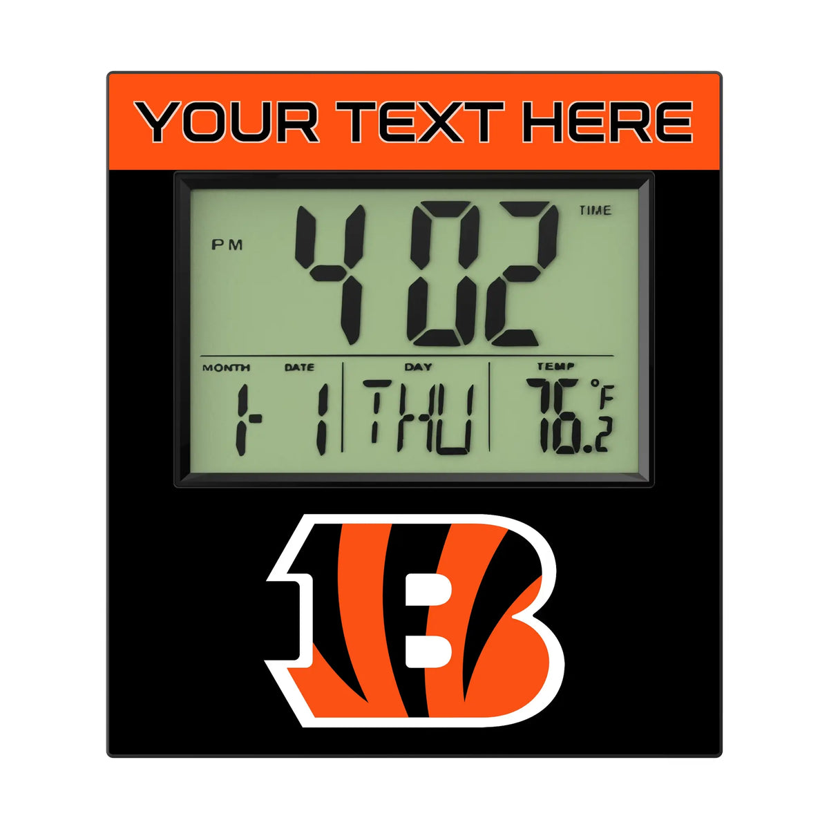 Cincinnati Bengals Personalized Color Block Wall Clock