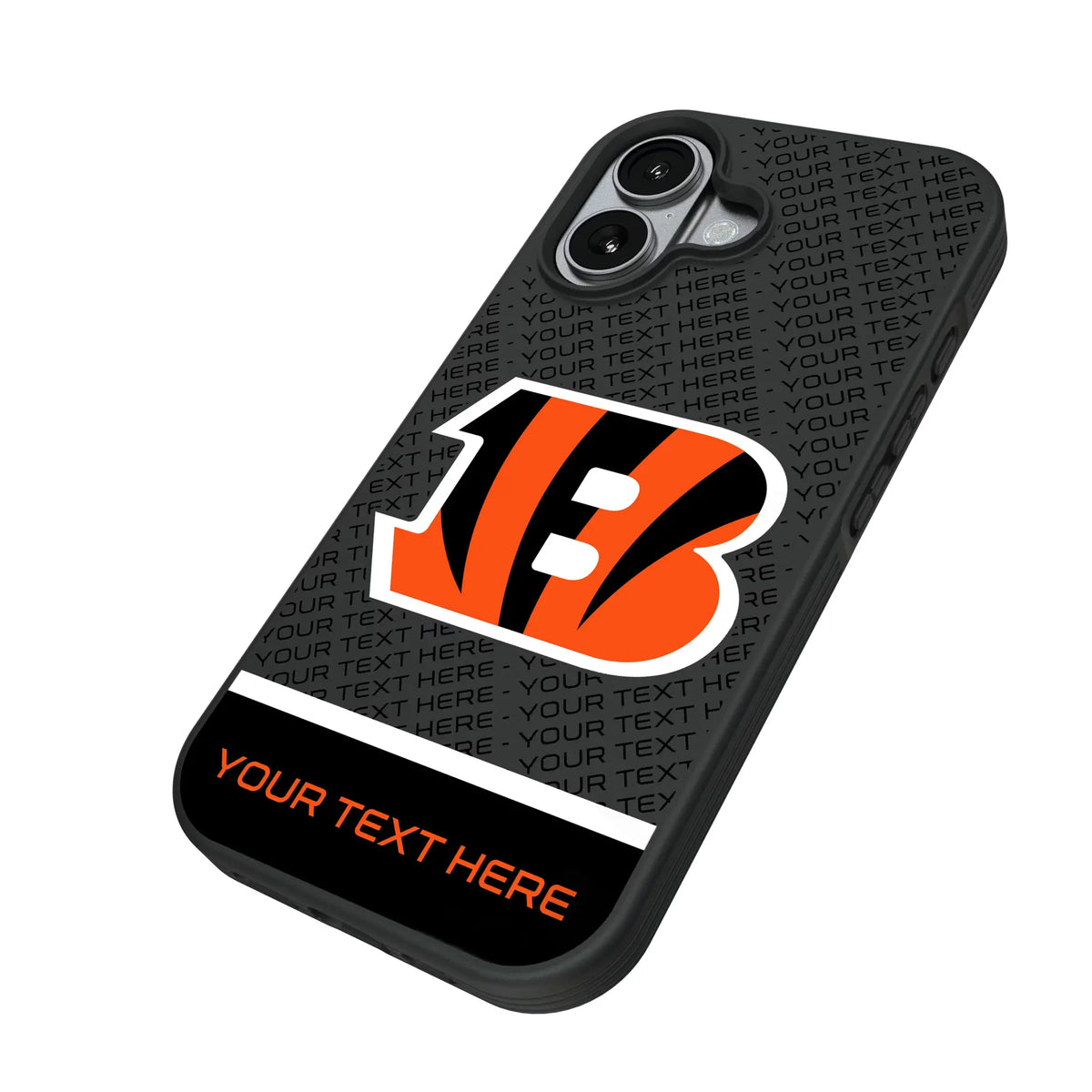Cincinnati Bengals Personalized EndZone Plus iPhone Bump Phone Case for Apple iPhone - Isometric View#Device_iPhone 17