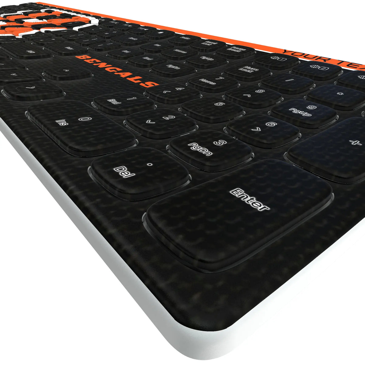 Cincinnati Bengals Personalized Endzone Solid KKB605 Curved Wireless Keyboard - Detail