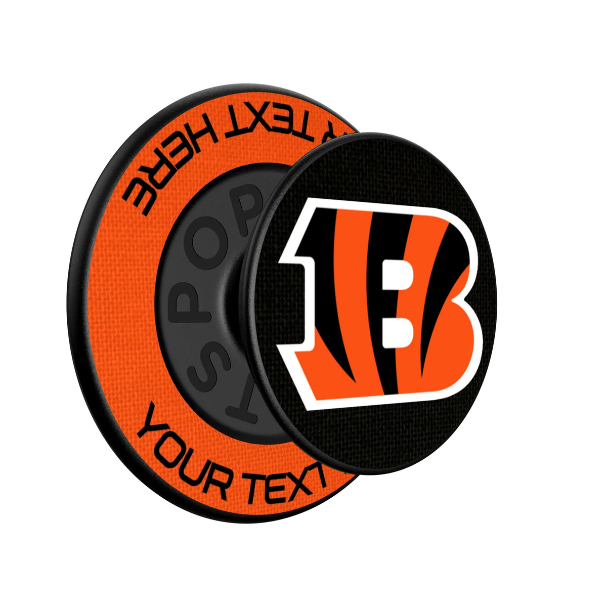 Cincinnati Bengals Personalized Endzone Solid Popsockets Round Magnetic - Isometric View