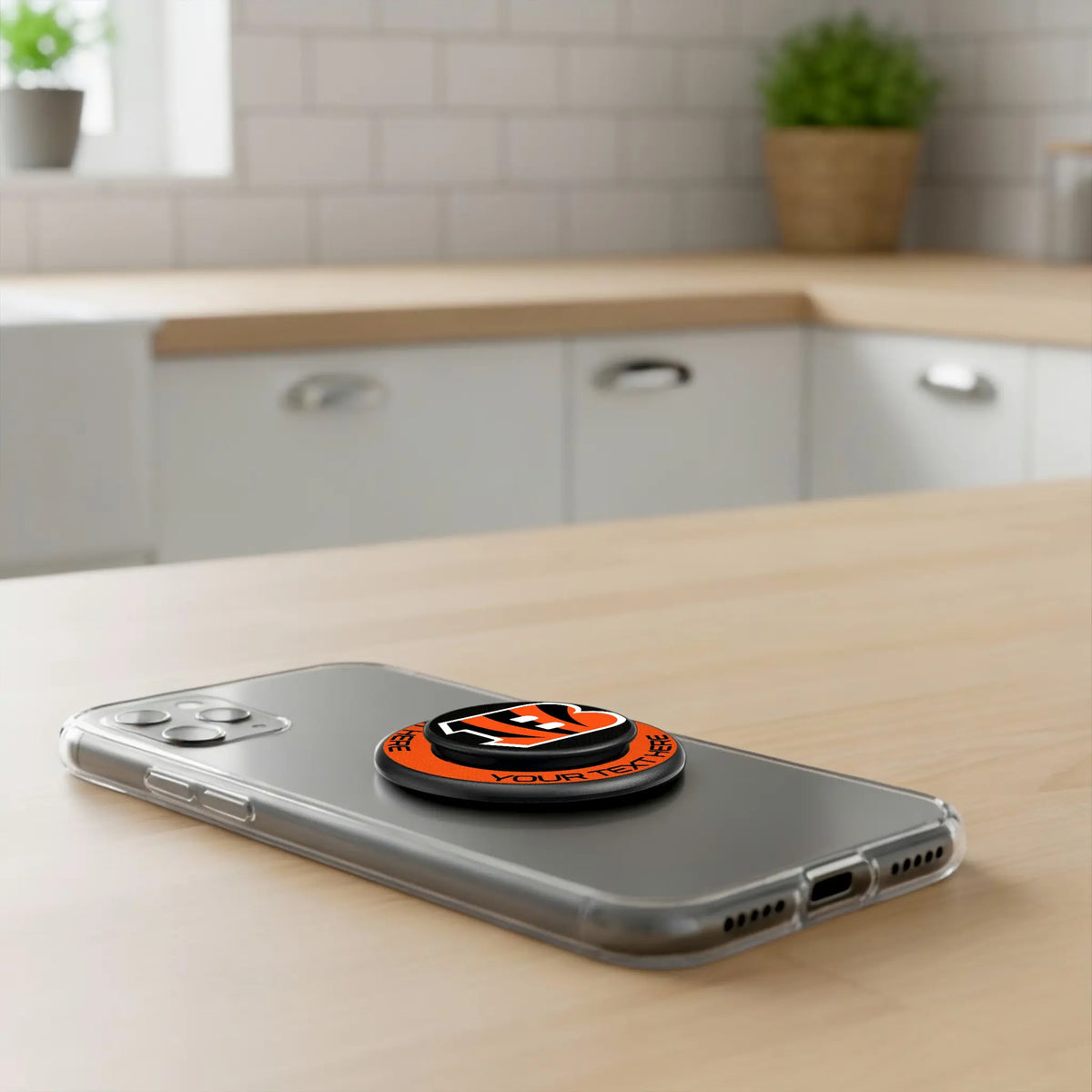 Cincinnati Bengals Personalized Endzone Solid Popsockets Round Magnetic - Lifestyle