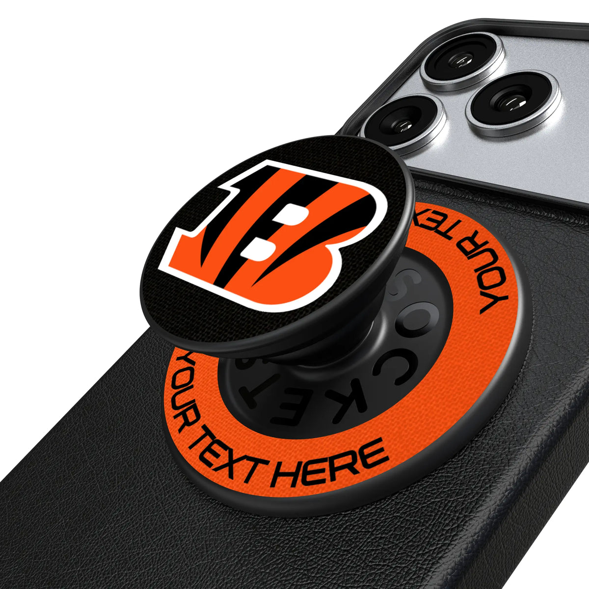 Cincinnati Bengals Personalized Endzone Solid Popsockets Round Magnetic