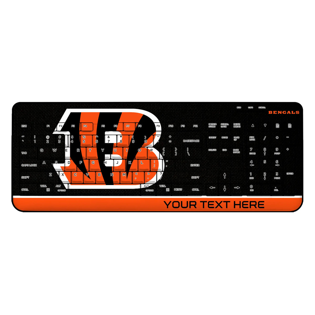 Cincinnati Bengals Personalized Endzone Solid Wireless USB Keyboard
