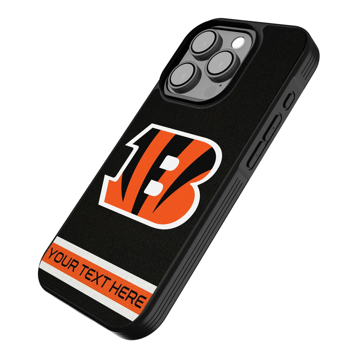 Cincinnati Bengals Personalized Stripe iPhone Bump Phone Case for Apple iPhone - Isometric View