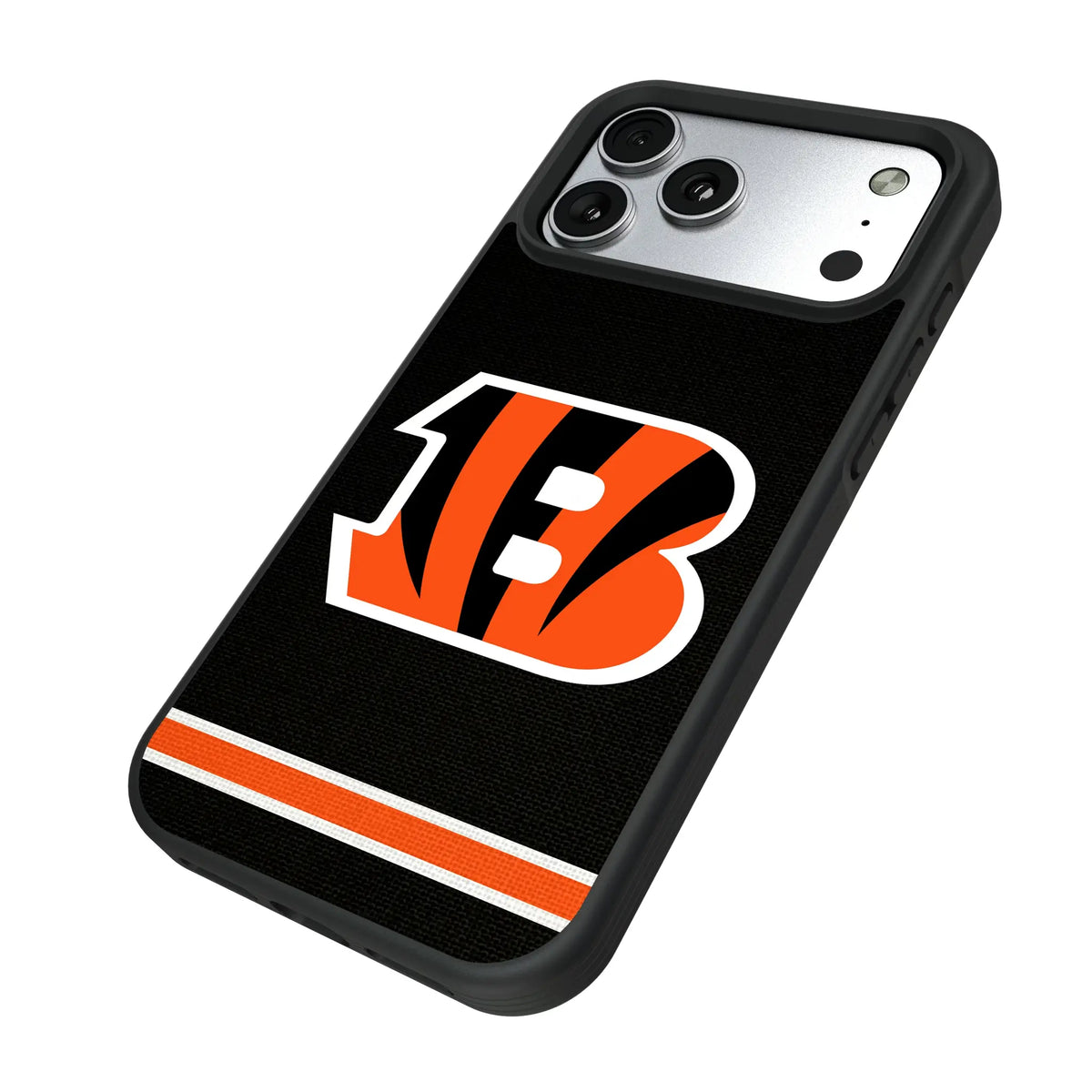 Cincinnati Bengals Stripe iPhone Bump Phone Case for Apple iPhone - Isometric View#Device_iPhone 17 Pro Max
