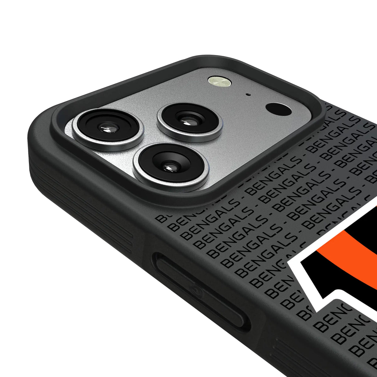 Cincinnati Bengals Text Backdrop iPhone Bump Phone Case for Apple iPhone - Detail#Device_iPhone 17 Pro