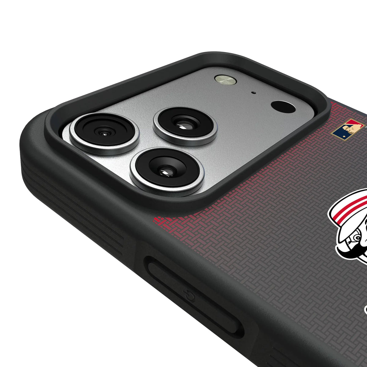Cincinnati Reds 1953-1967 - Cooperstown Collection Linen iPhone Bump Phone Case for Apple iPhone - Detail#Device_iPhone 17 Pro Max