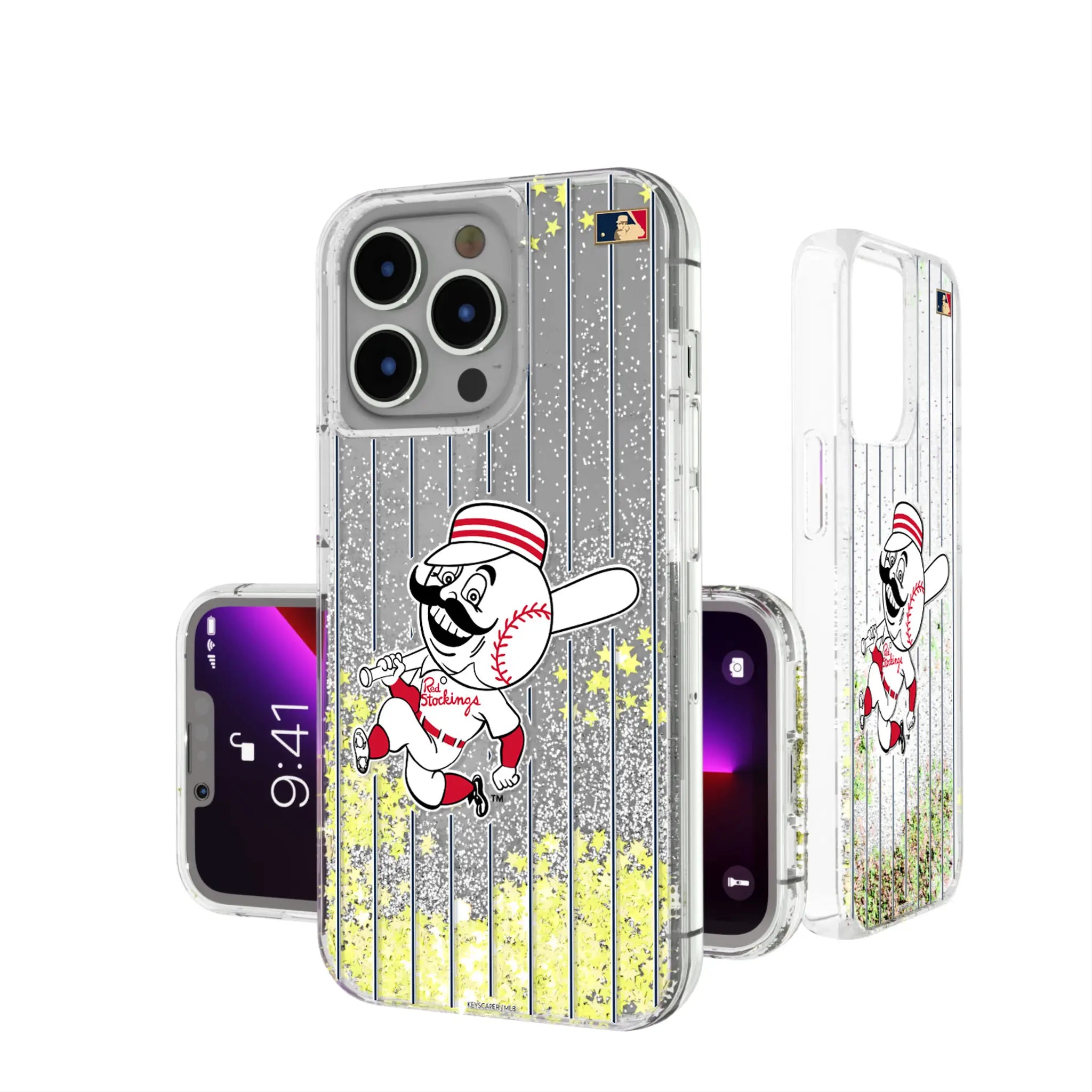 Cincinnati Reds 1953-1967 - Cooperstown Collection Pinstripe iPhone Glitter Phone Case for Apple iPhone