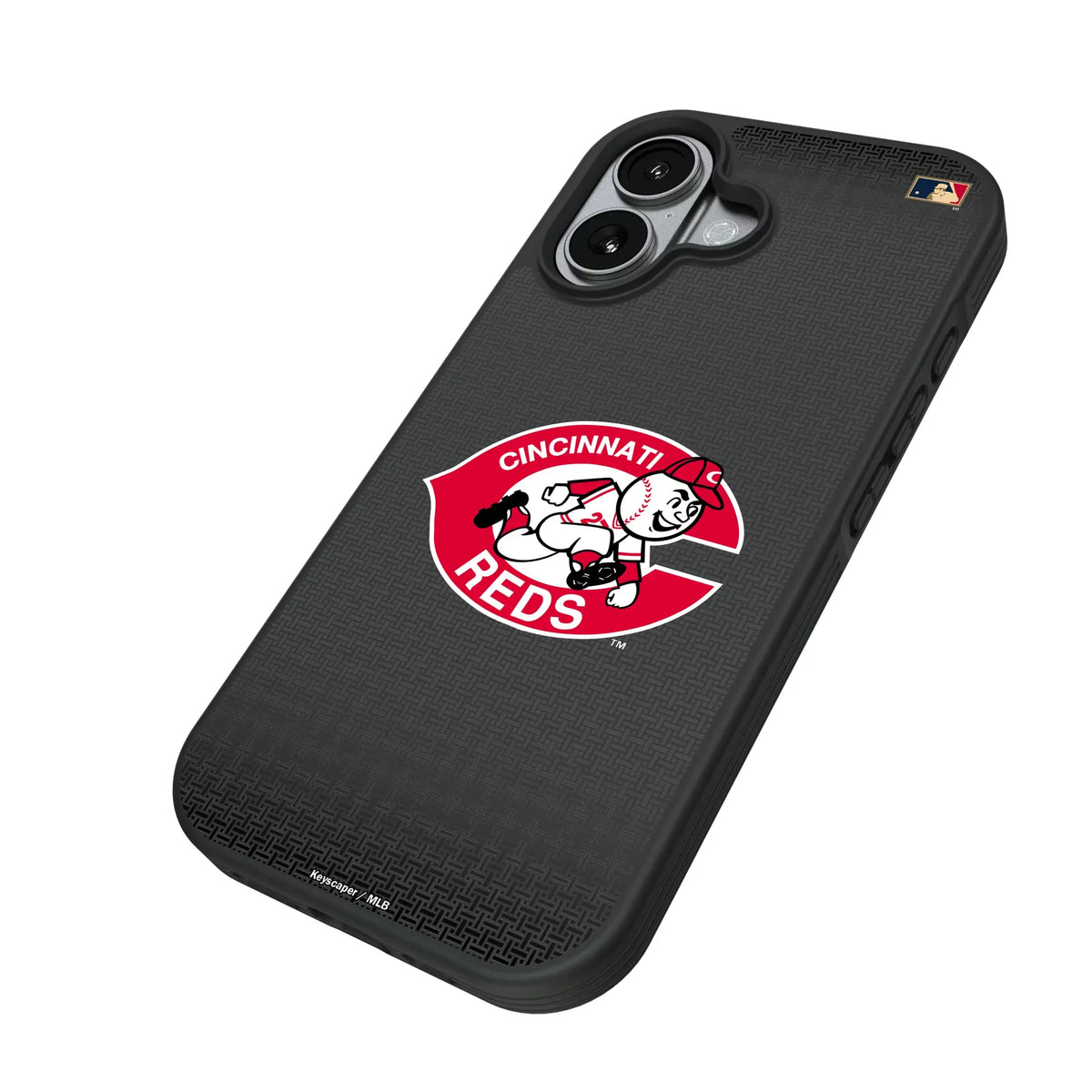 Cincinnati Reds 1974-1992 - Cooperstown Collection Linen iPhone Bump Phone Case for Apple iPhone - Isometric View#Device_iPhone 17