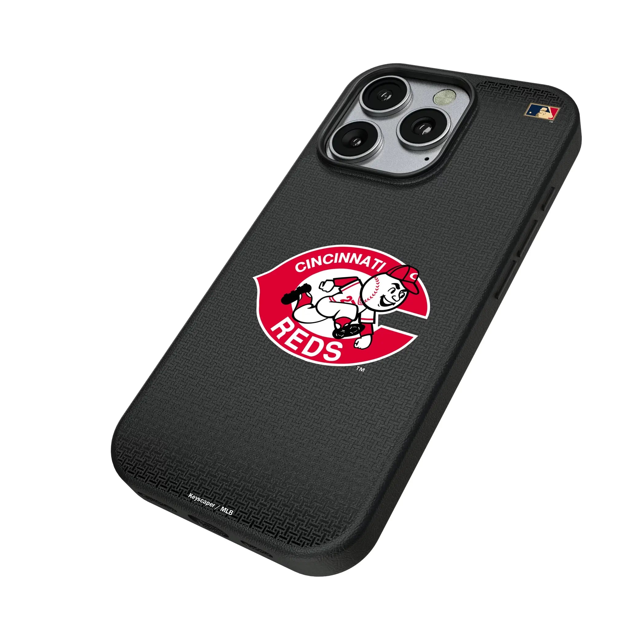 Cincinnati Reds 1974-1992 - Cooperstown Collection Linen iPhone MagSafe Compatible Phone Case for Apple iPhone - Isometric View