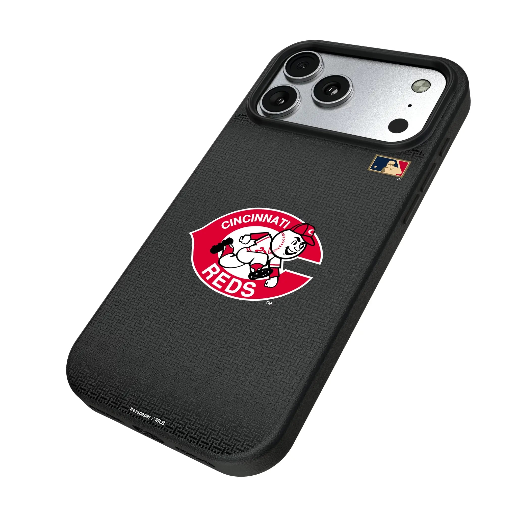Cincinnati Reds 1974-1992 - Cooperstown Collection Linen iPhone MagSafe Compatible Phone Case for Apple iPhone - Isometric View#Device_iPhone 17 Pro Max