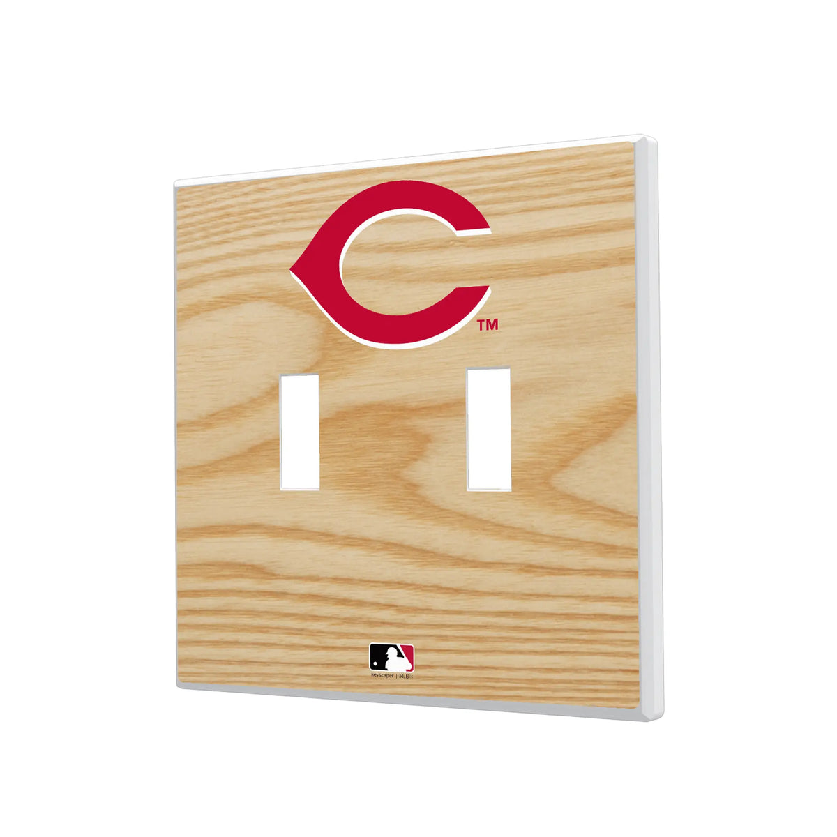 Cincinnati Reds Baseball Bat Hidden-Screw Light Switch Plate#Style_Double Toggle