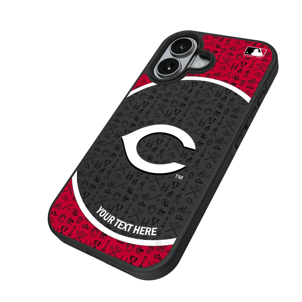 Cincinnati Reds Personalized Circle iPhone Bump Phone Case for Apple iPhone - Isometric View#Device_iPhone 17