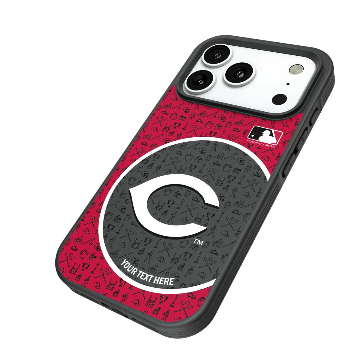 Cincinnati Reds Personalized Circle iPhone Bump Phone Case for Apple iPhone - Isometric View#Device_iPhone 18 Pro