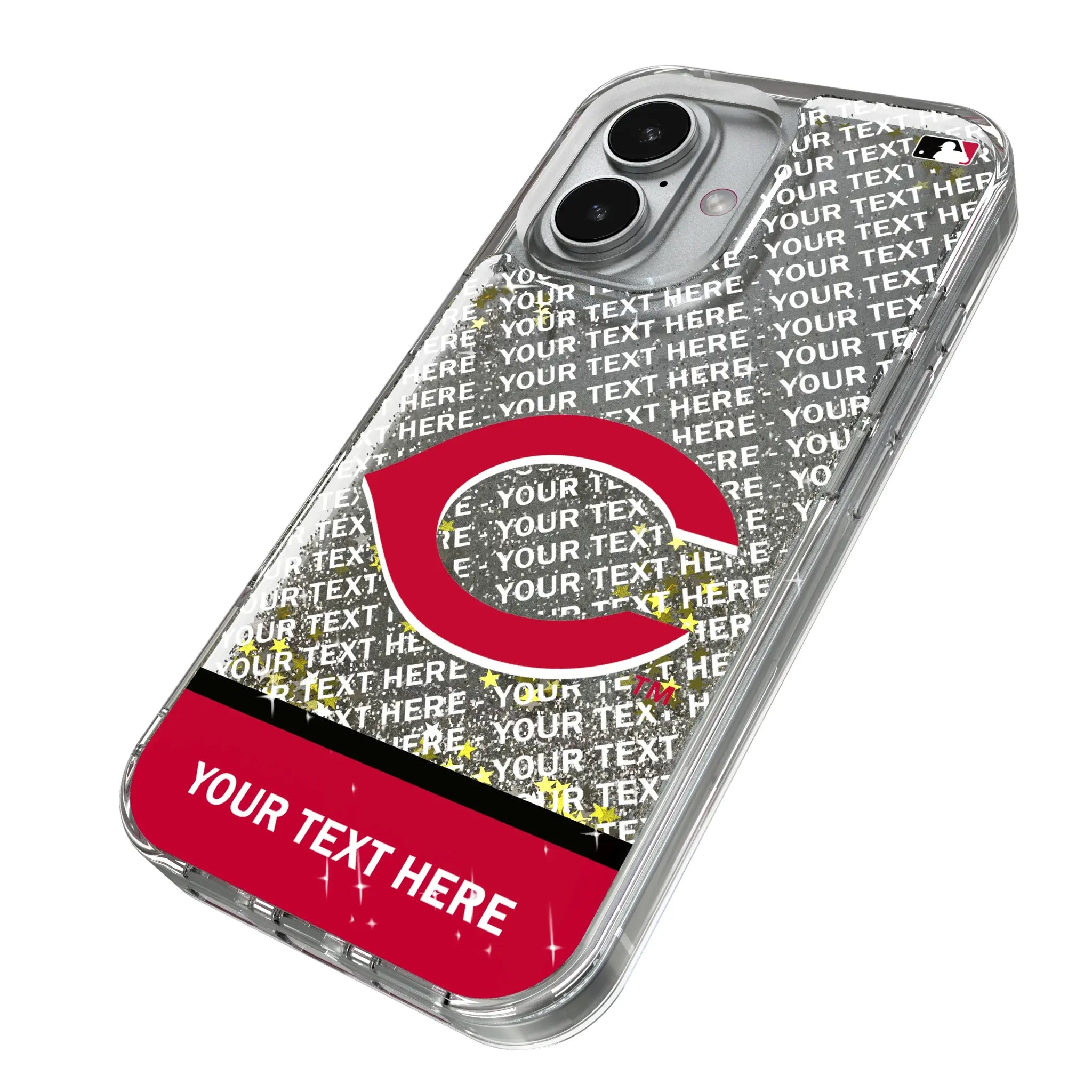 Cincinnati Reds Personalized EndZone Plus iPhone Glitter Phone Case for Apple iPhone - Isometric View