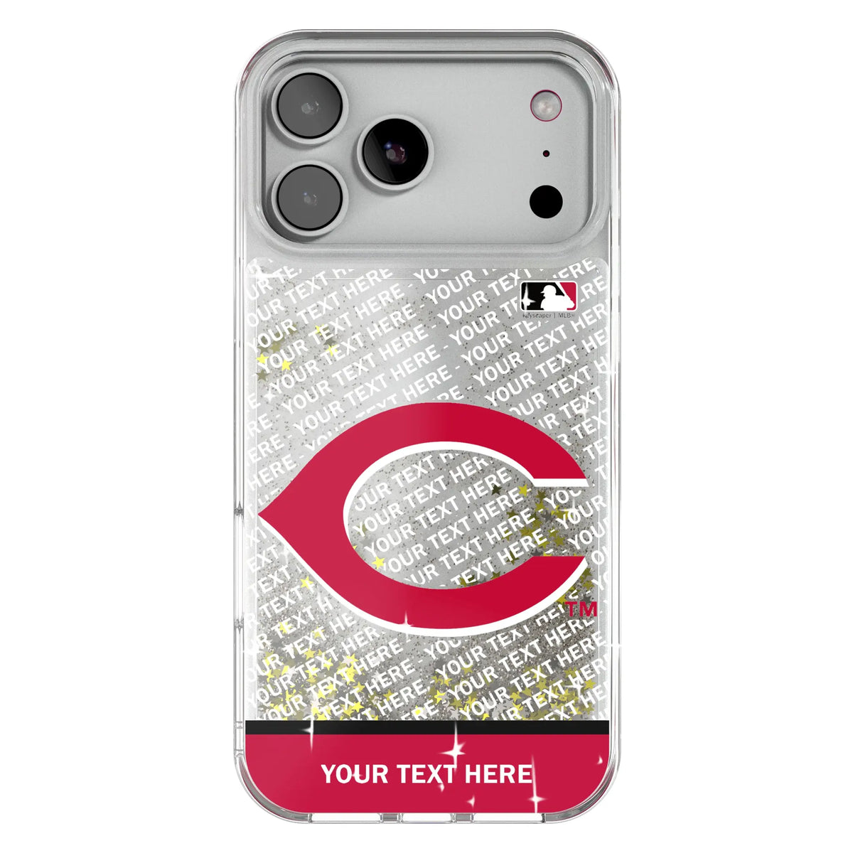Cincinnati Reds Personalized EndZone Plus Glitter Phone Case for Apple iPhone