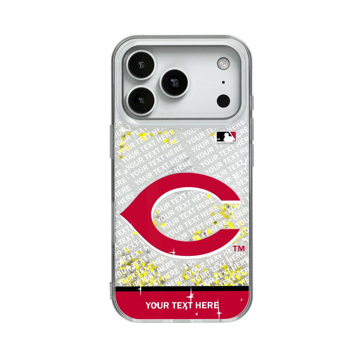 Cincinnati Reds Personalized EndZone Plus Glitter Phone Case for Apple iPhone