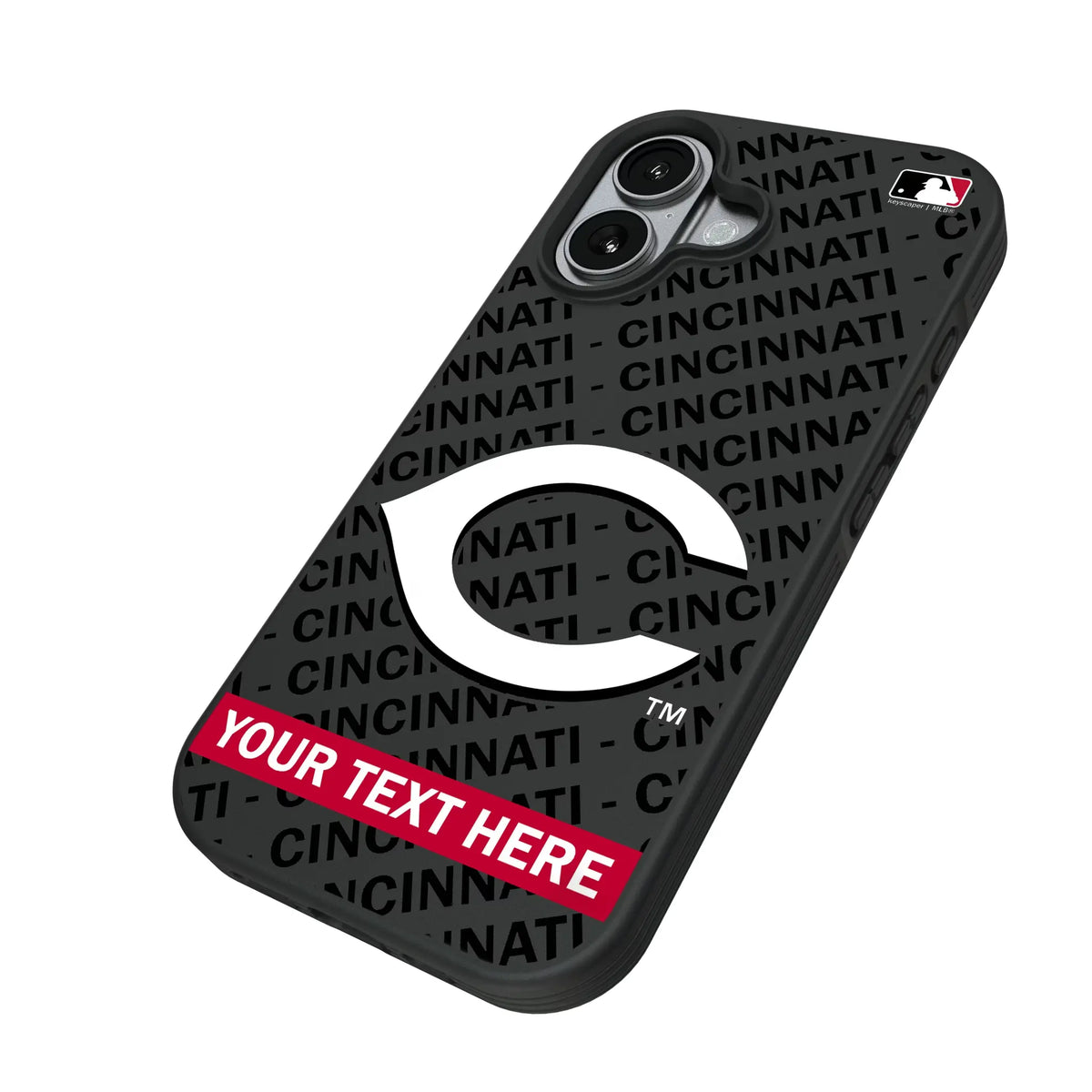 Cincinnati Reds Personalized Tilt iPhone Bump Phone Case for Apple iPhone - Isometric View#Device_iPhone 17