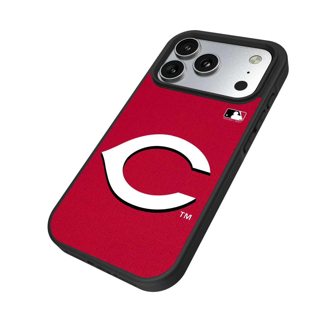 Cincinnati Reds Solid iPhone Bump Phone Case for Apple iPhone - Isometric View#Device_iPhone 17 Pro