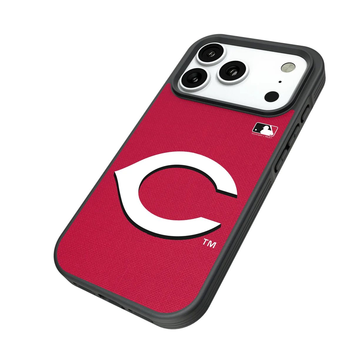 Cincinnati Reds Solid iPhone Bump Phone Case for Apple iPhone - Isometric View#Device_iPhone 18 Pro