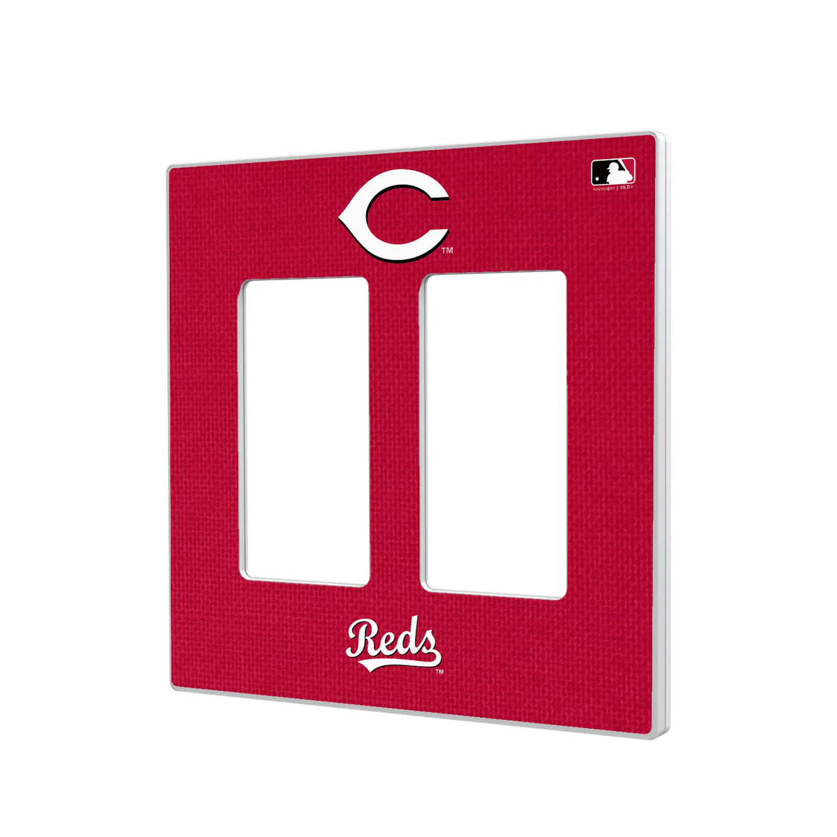 Cincinnati Reds Solid Hidden-Screw Light Switch Plate#Style_Double Rocker