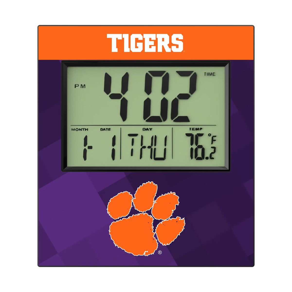 Clemson University Tigers Color Block Wall Clock