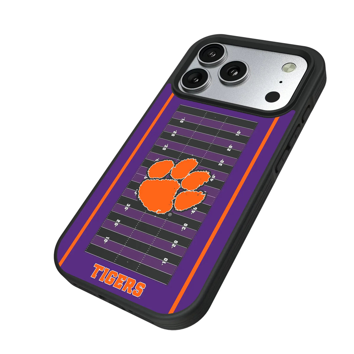 Clemson University Tigers Field iPhone Bump Phone Case for Apple iPhone - Isometric View#Device_iPhone 17 Pro