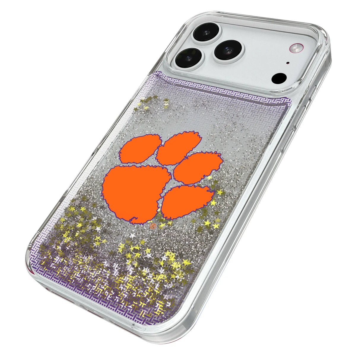 Clemson University Tigers Linen iPhone Glitter Phone Case for Apple iPhone - Isometric View#Device_iPhone 18 Pro Max