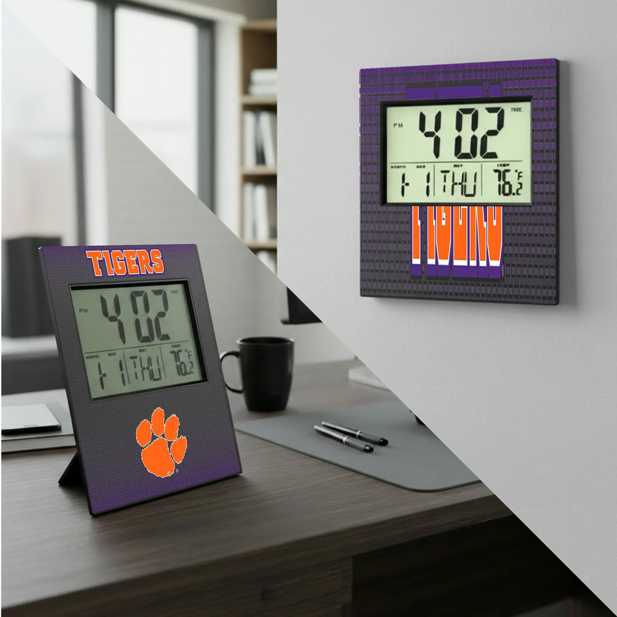 Clemson University Tigers Linen Wall Clock - Lifestyle