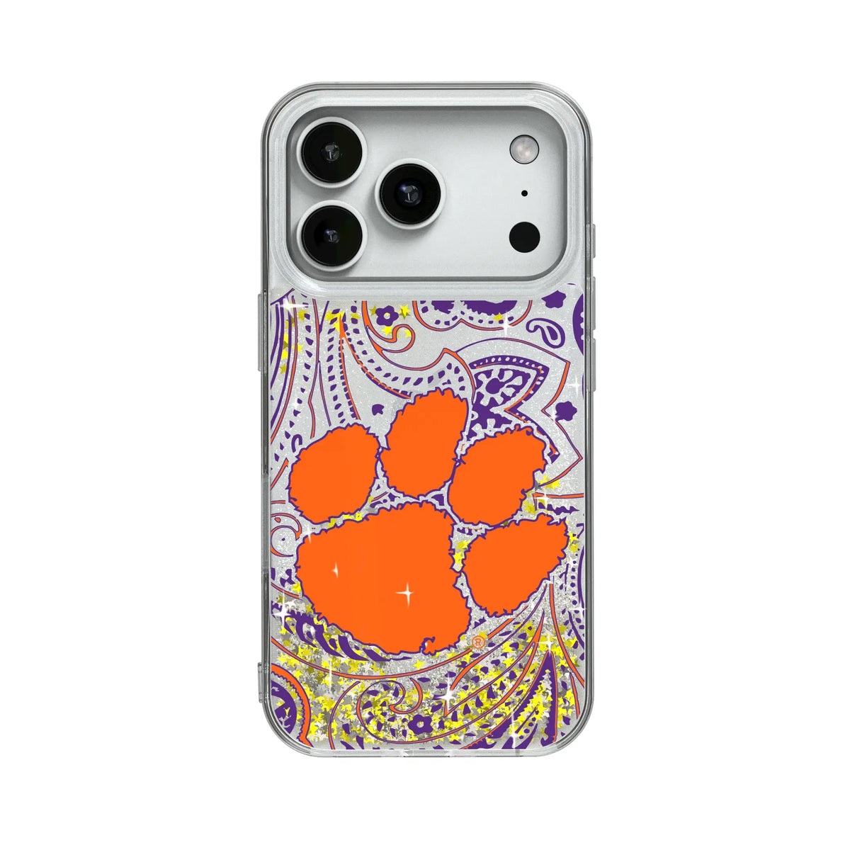 Clemson University Tigers Paisley Glitter Phone Case for Apple iPhone