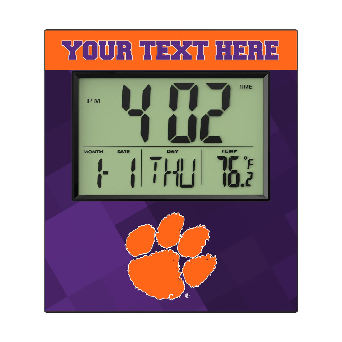 Clemson University Tigers Personalized Color Block Wall Clock