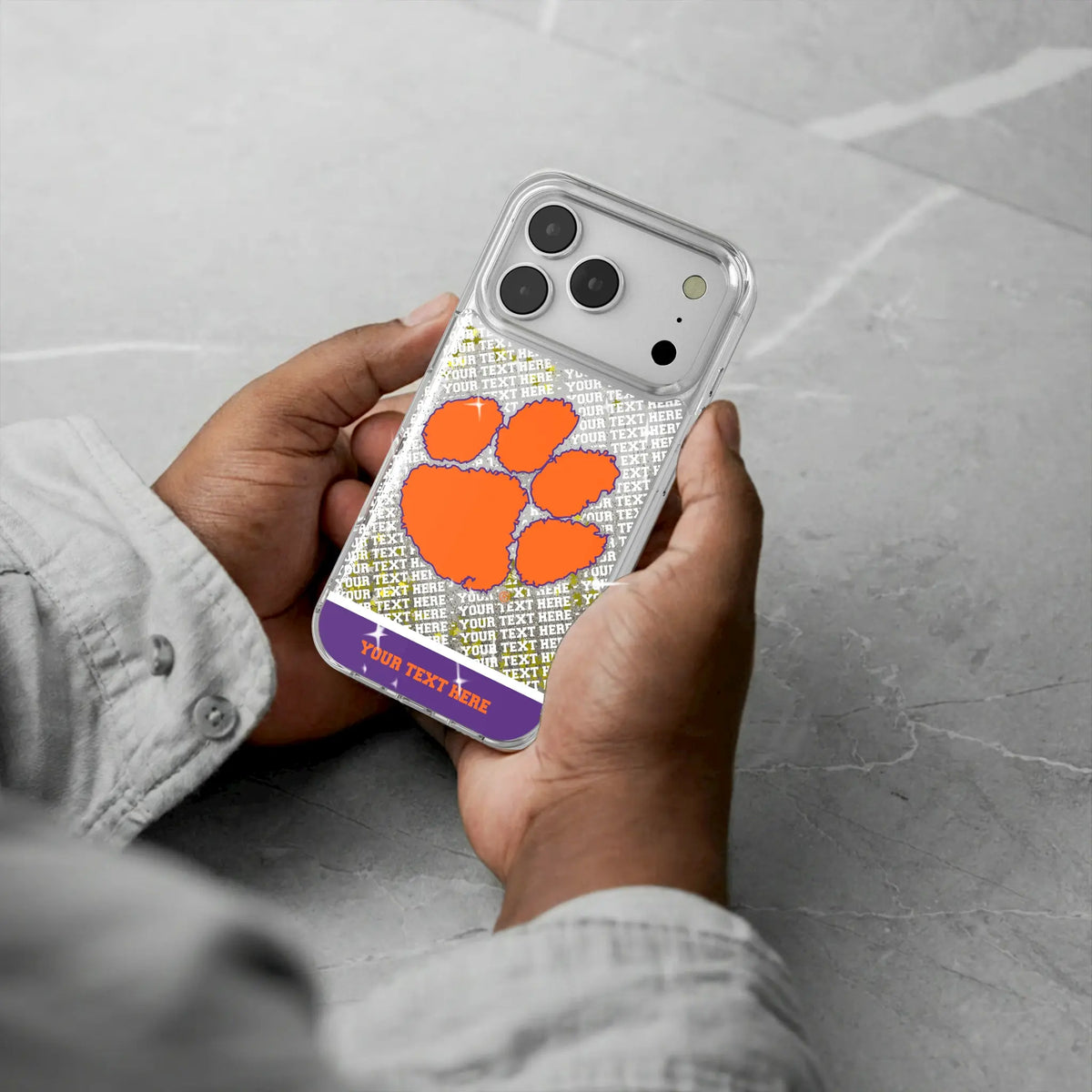 Clemson University Tigers Personalized EndZone Plus iPhone Glitter Phone Case for Apple iPhone - Lifestyle#Device_iPhone 18 Pro