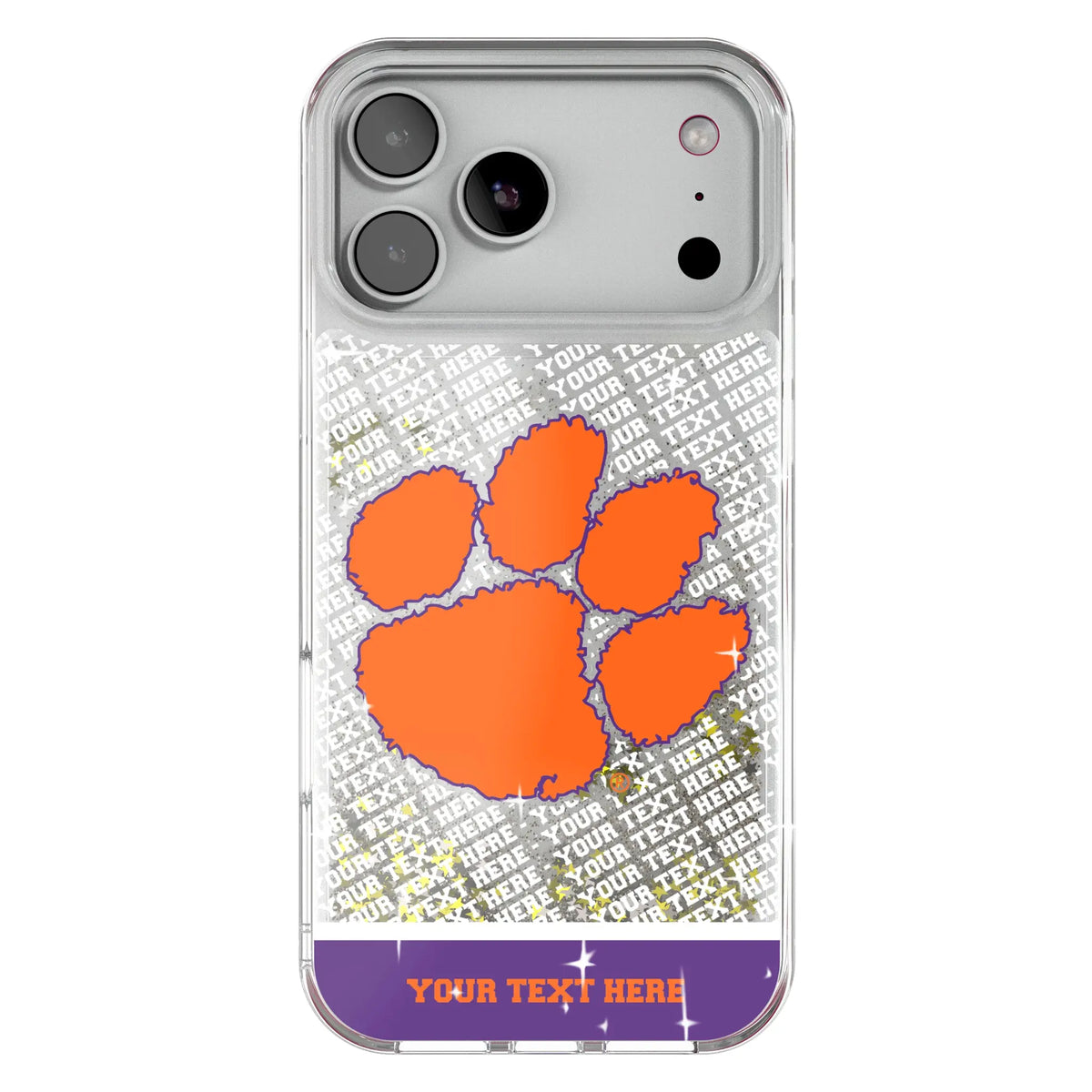Clemson University Tigers Personalized EndZone Plus Glitter Phone Case for Apple iPhone