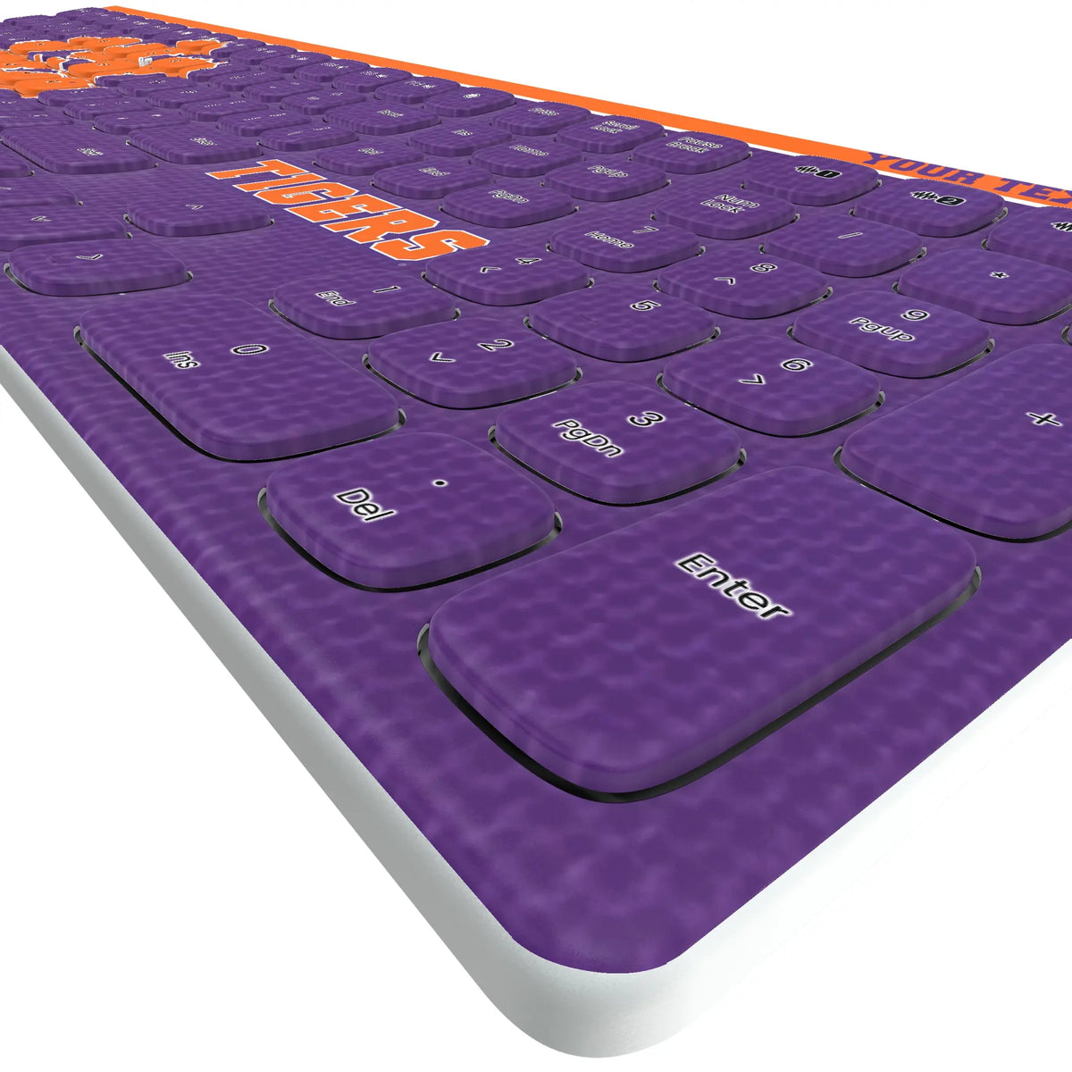 Clemson University Tigers Personalized Endzone Solid KKB605 Curved Wireless Keyboard - Detail