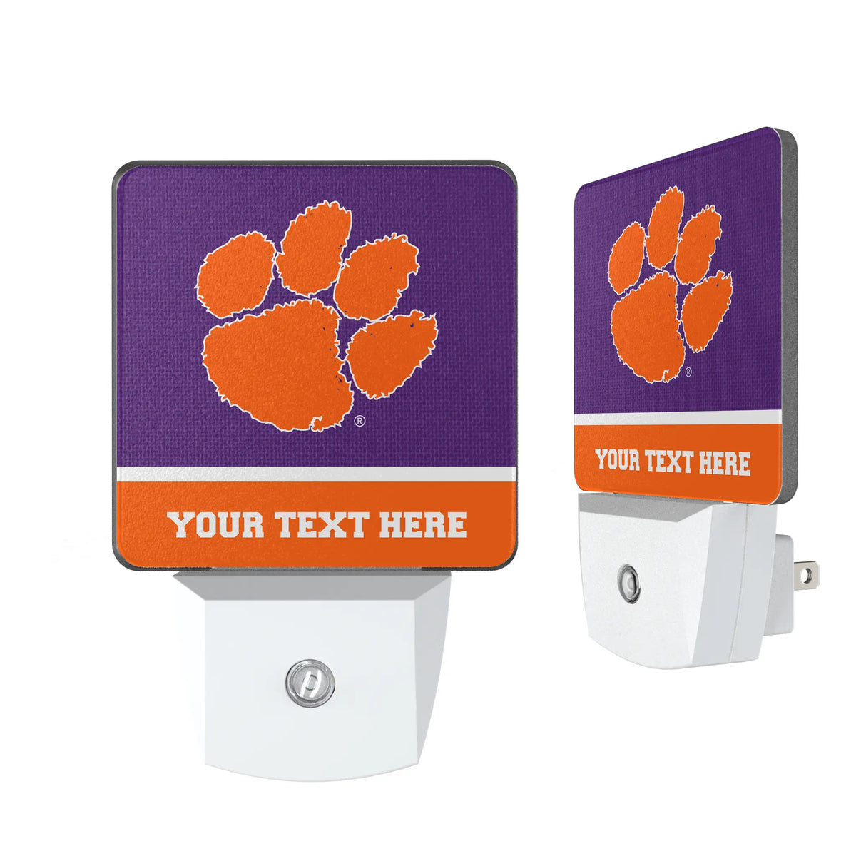 Clemson University Tigers Personalized Endzone Solid Night Light 2-Pack