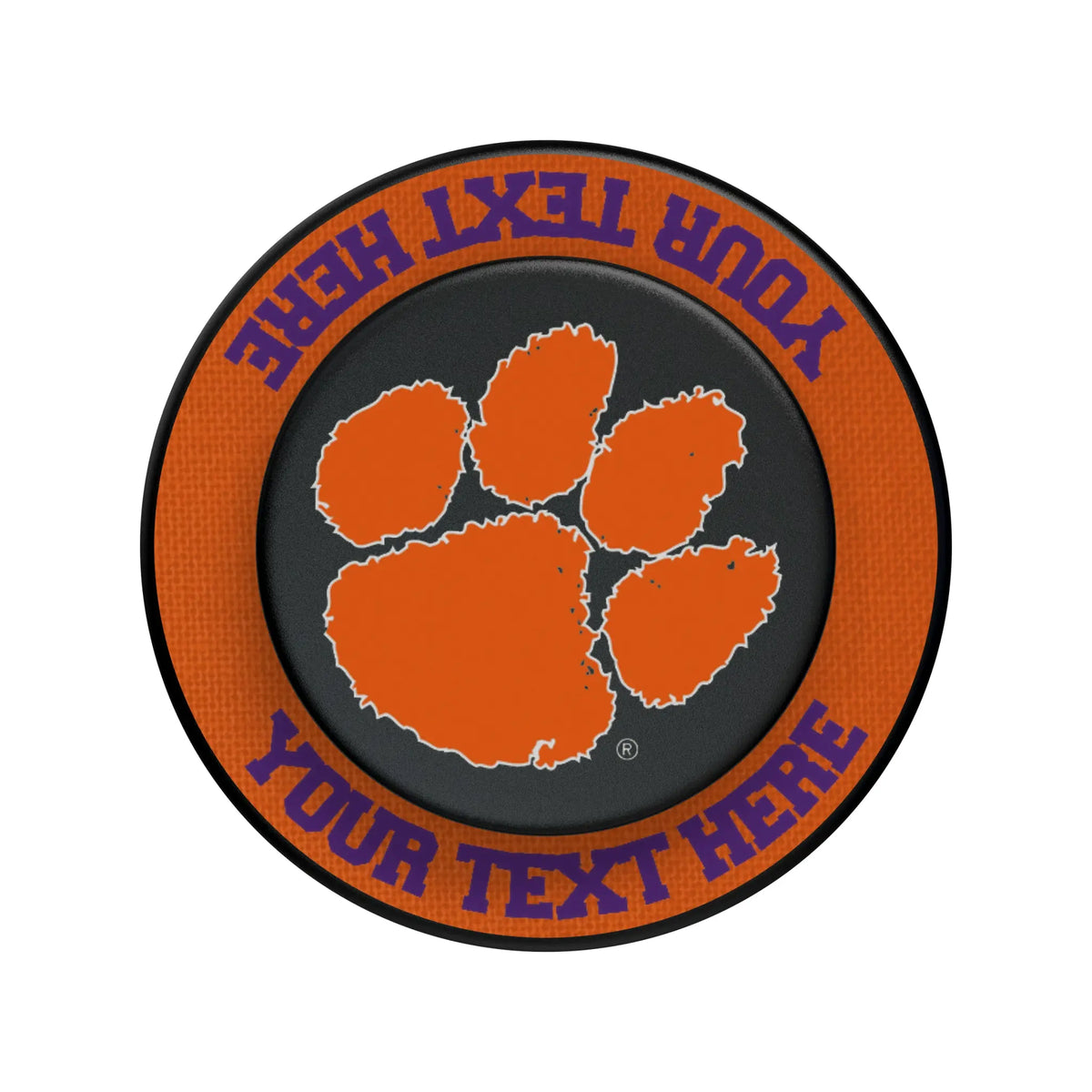 Clemson University Tigers Personalized Endzone Solid Popsockets Round Magnetic