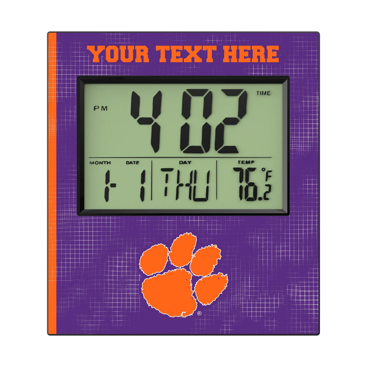 Clemson University Tigers Personalized Hatch Wall Clock