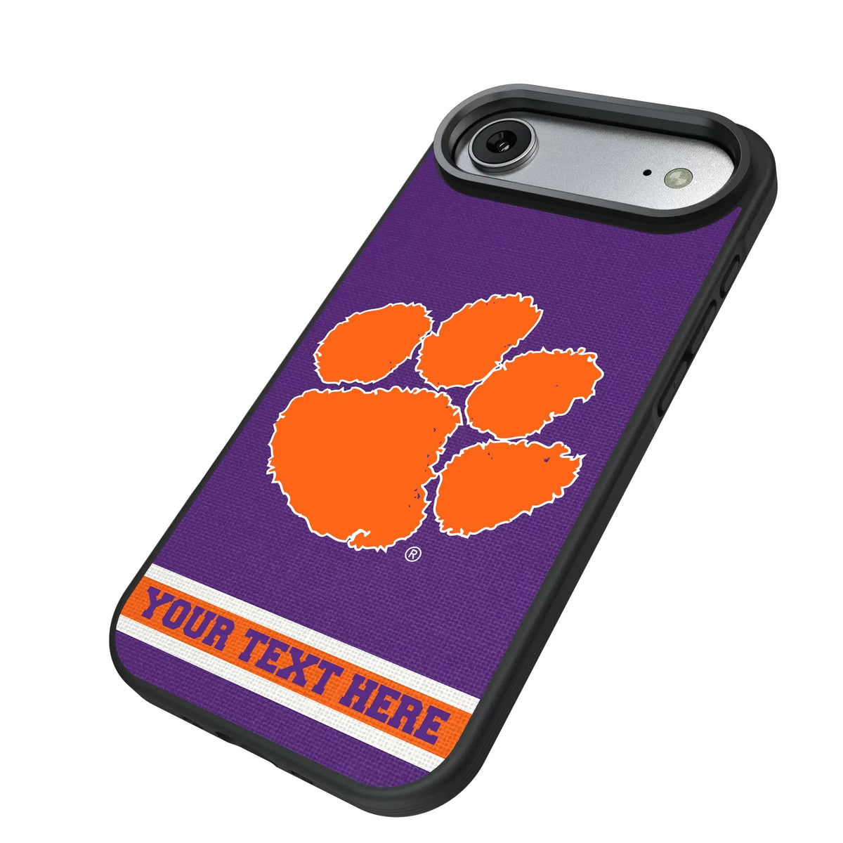 Clemson University Tigers Personalized Stripe iPhone Bump Phone Case for Apple iPhone - Isometric View#Device_iPhone Air