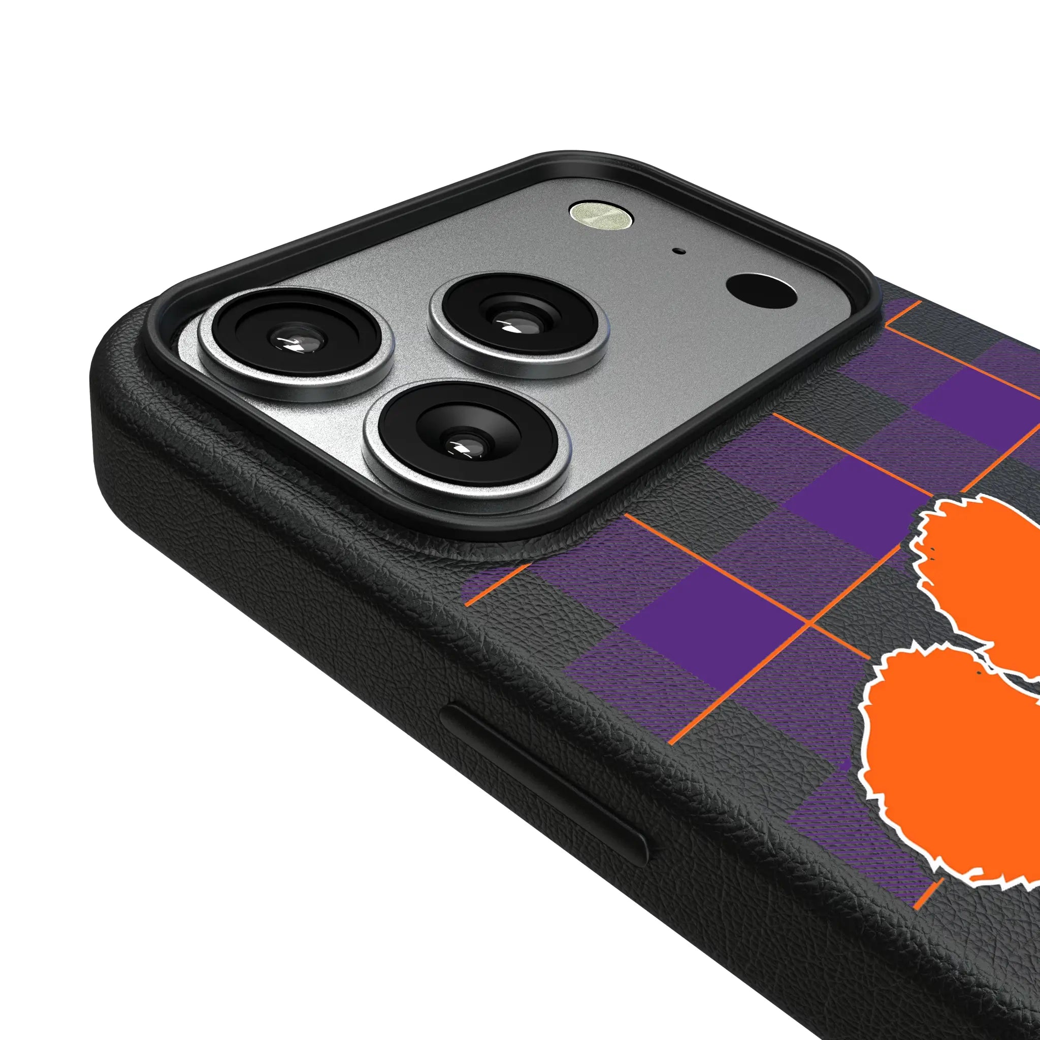 Clemson University Tigers Plaid iPhone MagSafe Compatible Phone Case for Apple iPhone - Detail#Device_iPhone 17 Pro
