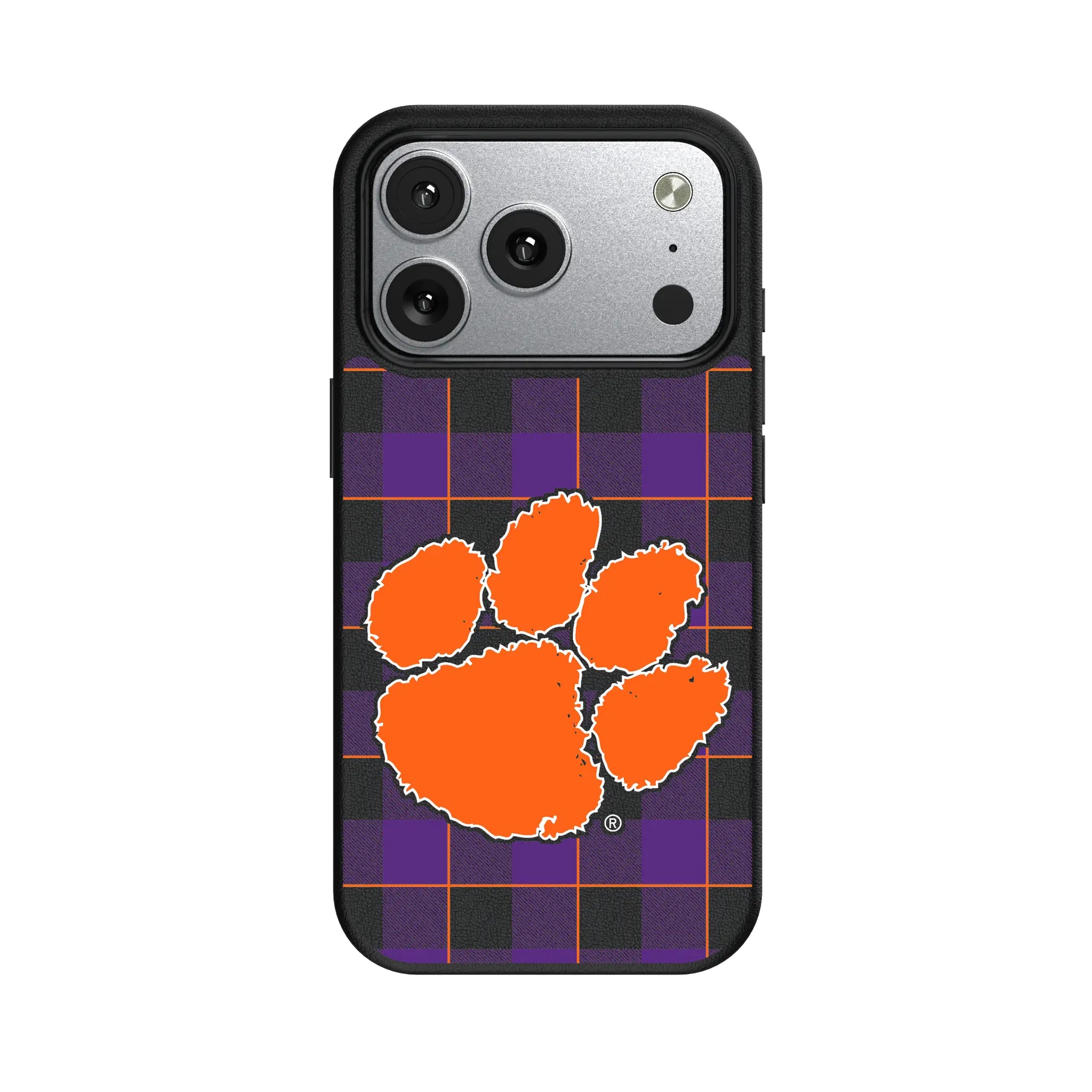 Clemson University Tigers Plaid iPhone MagSafe Compatible Phone Case for Apple iPhone#Device_iPhone 17 Pro