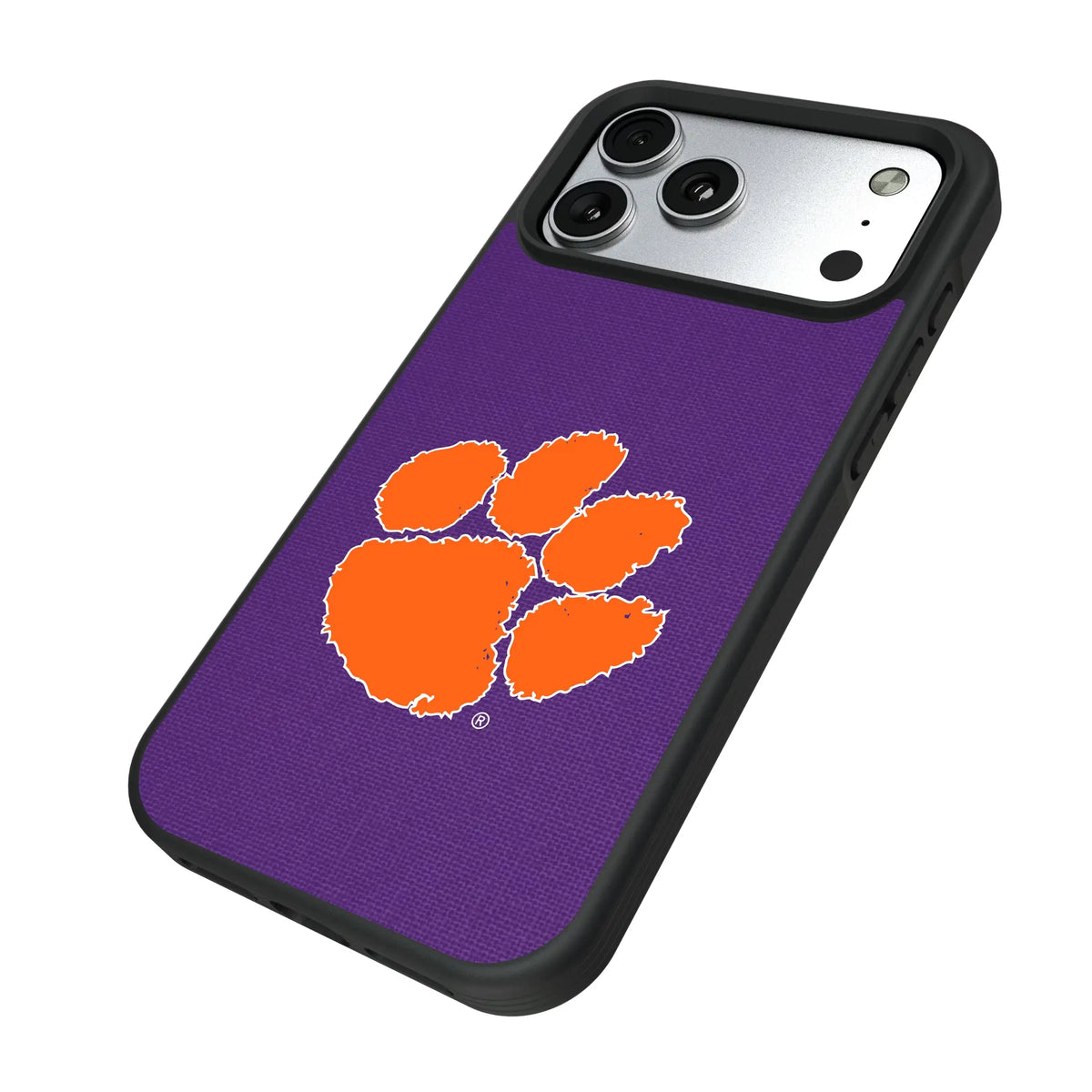 Clemson University Tigers Solid iPhone Bump Phone Case for Apple iPhone - Isometric View#Device_iPhone 17 Pro Max