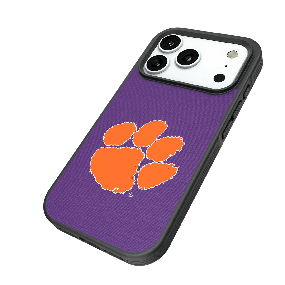 Clemson University Tigers Solid iPhone Bump Phone Case for Apple iPhone - Isometric View#Device_iPhone 18 Pro