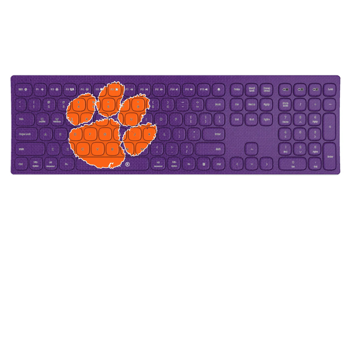 Clemson University Tigers Solid KKB605 Curved Wireless Keyboard