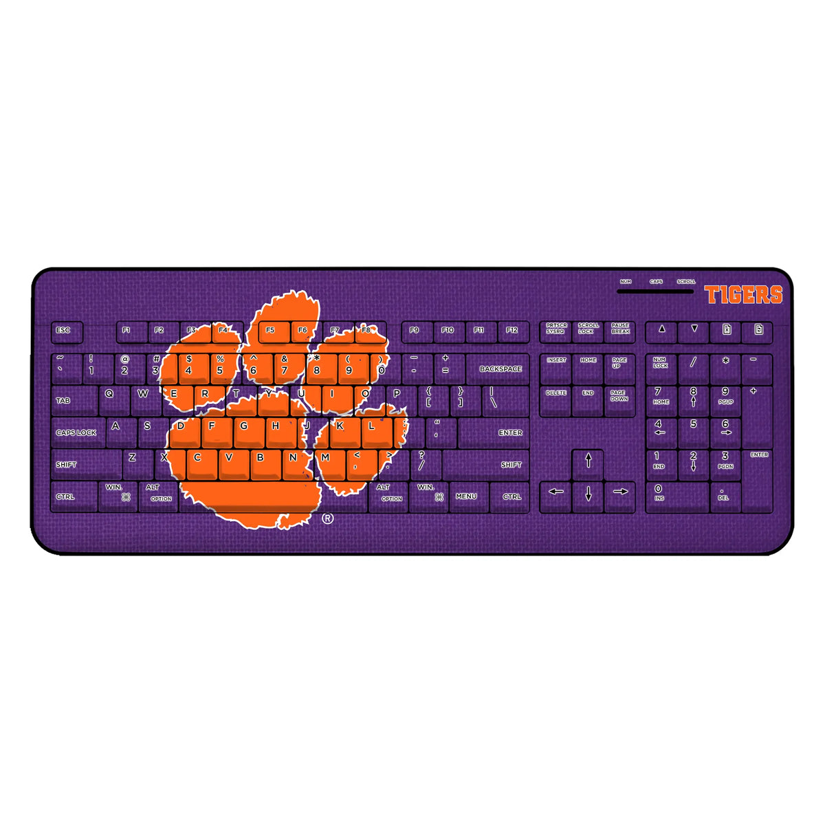 Clemson University Tigers Solid Wireless USB Keyboard