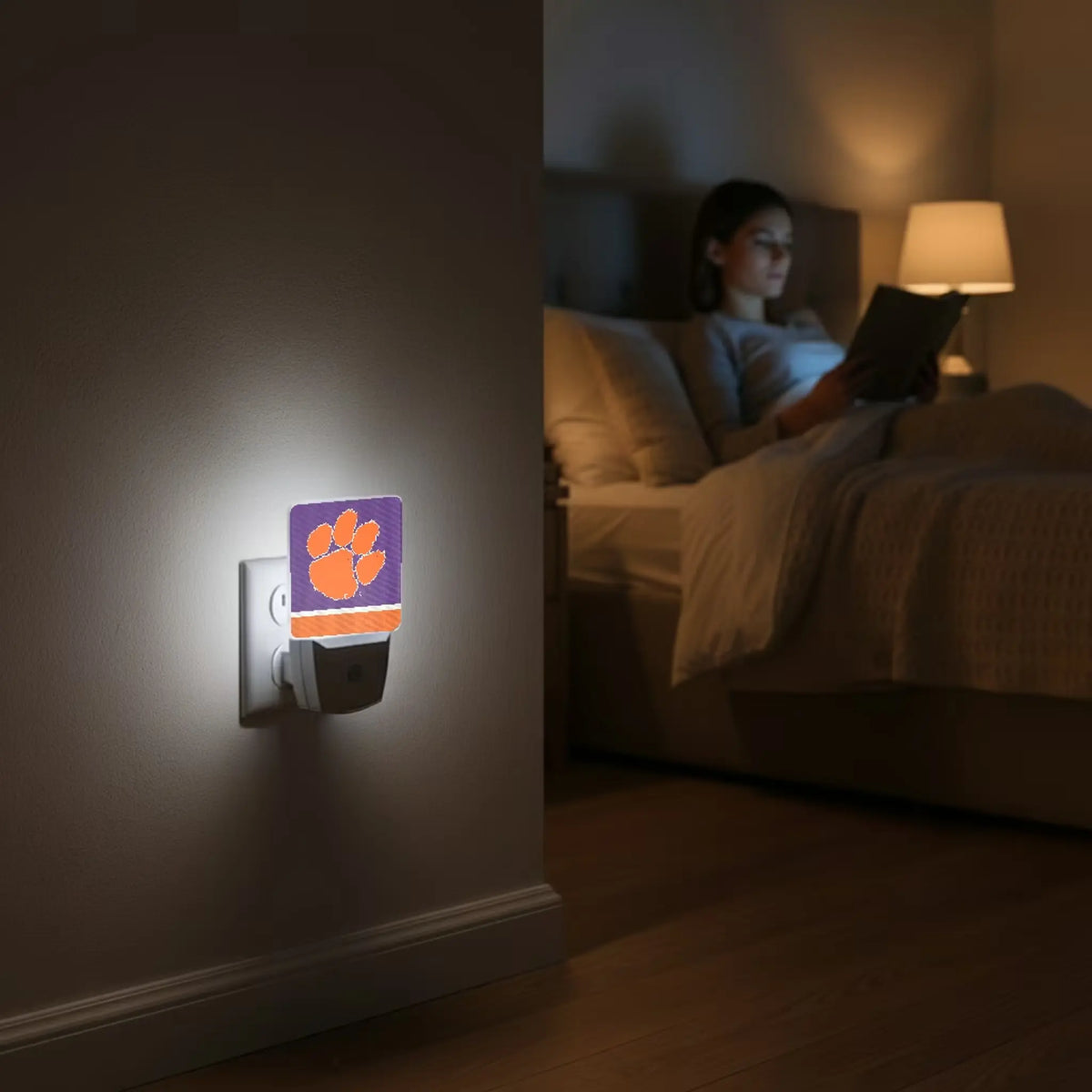 Clemson University Tigers Stripe Night Light 2-Pack - Lifestyle