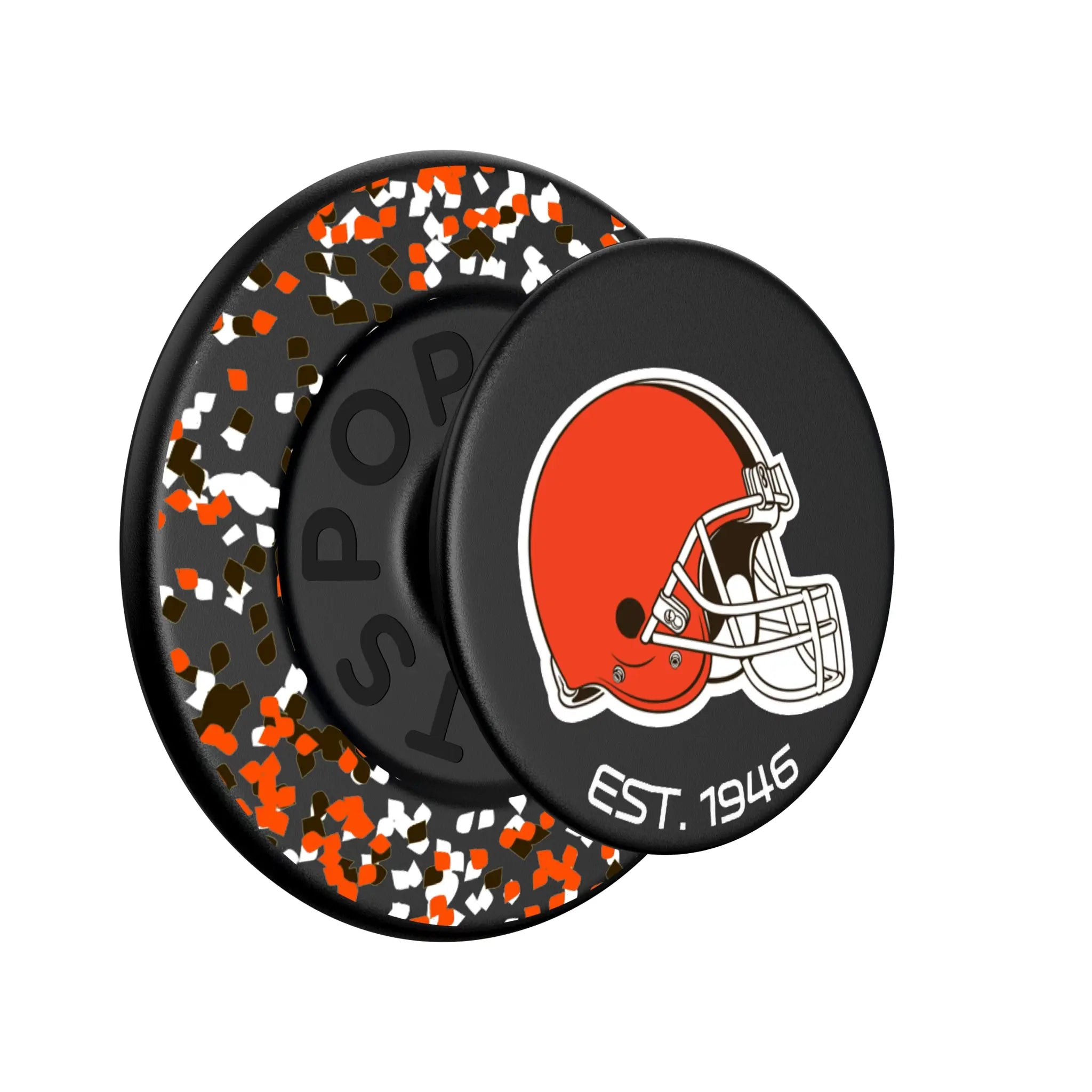 Cleveland Browns Confetti Popsockets Round Magnetic - Isometric View